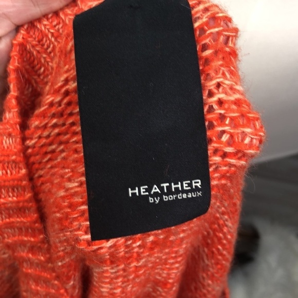 Heather by Bordeaux Nordstrom Medium Orange Knit Sweater Scoop Neck Long - Picture 6 of 8